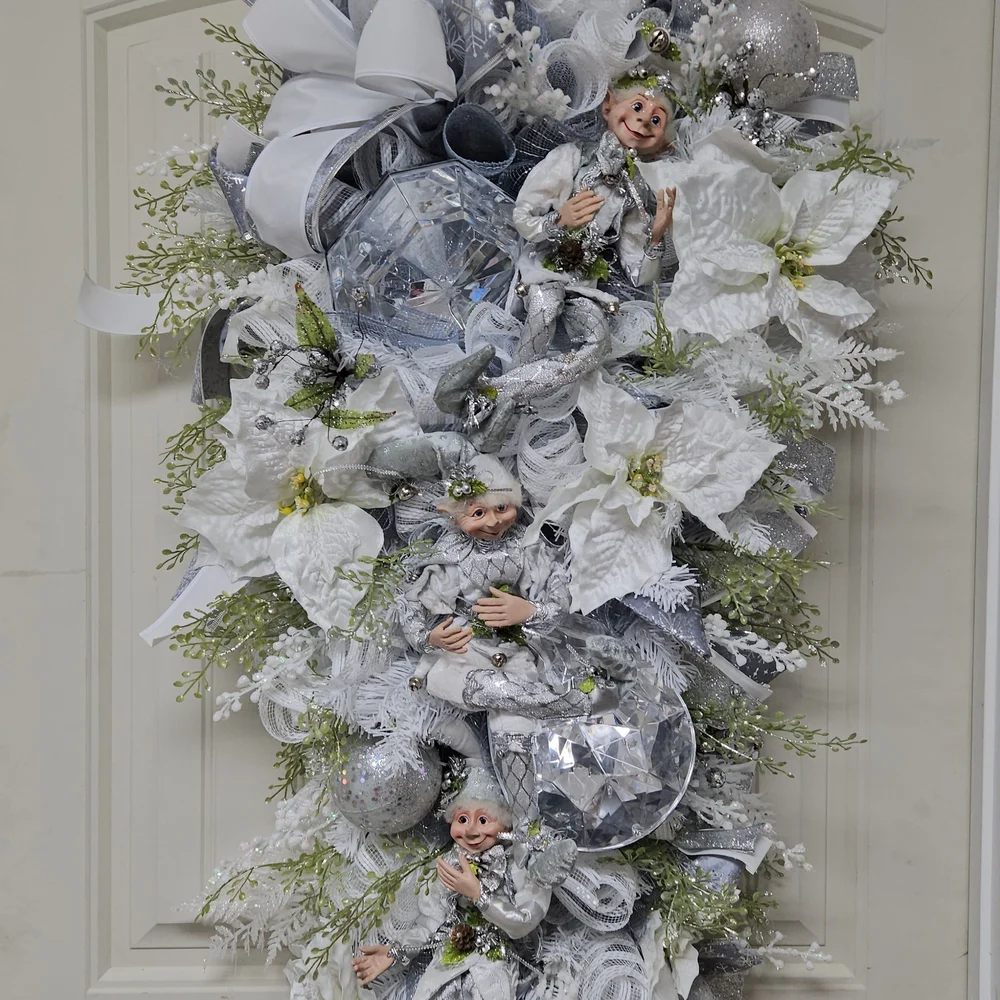 Festive Silver and White Holiday Wreath